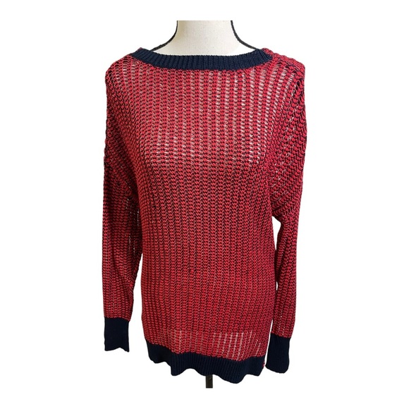 Derek lam 19 Crosby intermix red navy cross back knit sweater. Size XSmall - Picture 4 of 9